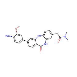 COc1cc(-c2ccc3c(c2)Nc2ccc(CC(=O)N(C)C)cc2NC3=O)ccc1N ZINC000028710753