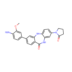 COc1cc(-c2ccc3c(c2)Nc2ccc(N4CCCC4=O)cc2NC3=O)ccc1N ZINC000028710745