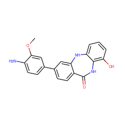 COc1cc(-c2ccc3c(c2)Nc2cccc(O)c2NC3=O)ccc1N ZINC000028710735