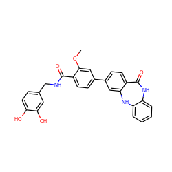 COc1cc(-c2ccc3c(c2)Nc2ccccc2NC3=O)ccc1C(=O)NCc1ccc(O)c(O)c1 ZINC000043020264