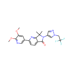 COc1cc(-c2ccc3c(n2)C(C)(C)N(c2cnn(CC(F)(F)F)c2)C3=O)cnc1OC ZINC000114218590