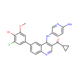 COc1cc(-c2ccc3ncc(C(=O)C4CC4)c(Nc4ccc(N)nc4)c3c2)cc(Cl)c1O ZINC000114034902