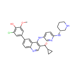 COc1cc(-c2ccc3ncc(C(=O)C4CC4)c(Nc4ccc(N[C@@H]5CCCNC5)nc4)c3c2)cc(Cl)c1O ZINC000114034360