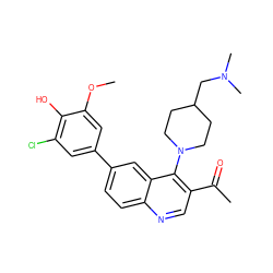 COc1cc(-c2ccc3ncc(C(C)=O)c(N4CCC(CN(C)C)CC4)c3c2)cc(Cl)c1O ZINC000114038181