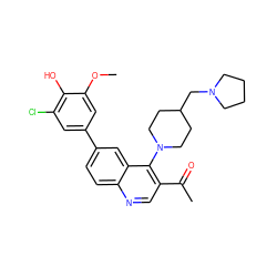 COc1cc(-c2ccc3ncc(C(C)=O)c(N4CCC(CN5CCCC5)CC4)c3c2)cc(Cl)c1O ZINC000215727094