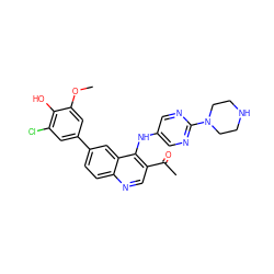 COc1cc(-c2ccc3ncc(C(C)=O)c(Nc4cnc(N5CCNCC5)nc4)c3c2)cc(Cl)c1O ZINC000114039281