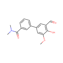 COc1cc(-c2cccc(C(=O)N(C)C)c2)cc(C=O)c1O ZINC000169699642