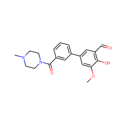 COc1cc(-c2cccc(C(=O)N3CCN(C)CC3)c2)cc(C=O)c1O ZINC000169699685