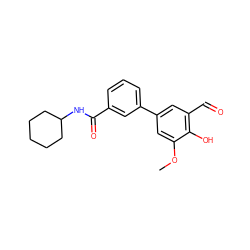 COc1cc(-c2cccc(C(=O)NC3CCCCC3)c2)cc(C=O)c1O ZINC000116439371