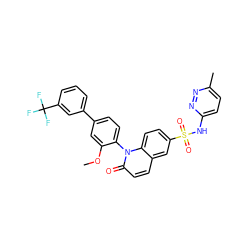 COc1cc(-c2cccc(C(F)(F)F)c2)ccc1-n1c(=O)ccc2cc(S(=O)(=O)Nc3ccc(C)nn3)ccc21 ZINC001772654840
