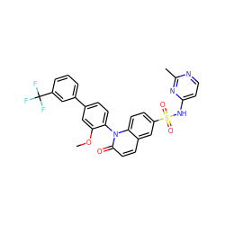 COc1cc(-c2cccc(C(F)(F)F)c2)ccc1-n1c(=O)ccc2cc(S(=O)(=O)Nc3ccnc(C)n3)ccc21 ZINC001772627036