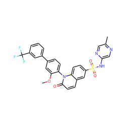 COc1cc(-c2cccc(C(F)(F)F)c2)ccc1-n1c(=O)ccc2cc(S(=O)(=O)Nc3cnc(C)cn3)ccc21 ZINC001772576077