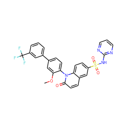 COc1cc(-c2cccc(C(F)(F)F)c2)ccc1-n1c(=O)ccc2cc(S(=O)(=O)Nc3ncccn3)ccc21 ZINC000613824350