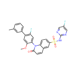 COc1cc(-c2cccc(C)c2)c(F)cc1-n1c(=O)ccc2cc(S(=O)(=O)Nc3ncc(F)cn3)ccc21 ZINC001772656254