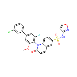 COc1cc(-c2cccc(Cl)c2)cc(F)c1-n1c(=O)ccc2cc(S(=O)(=O)Nc3ccon3)ccc21 ZINC001772600754