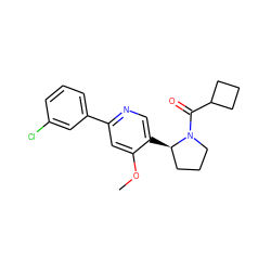 COc1cc(-c2cccc(Cl)c2)ncc1[C@@H]1CCCN1C(=O)C1CCC1 ZINC000072175156