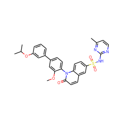 COc1cc(-c2cccc(OC(C)C)c2)ccc1-n1c(=O)ccc2cc(S(=O)(=O)Nc3nccc(C)n3)ccc21 ZINC001772638464
