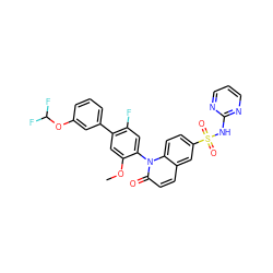 COc1cc(-c2cccc(OC(F)F)c2)c(F)cc1-n1c(=O)ccc2cc(S(=O)(=O)Nc3ncccn3)ccc21 ZINC001772571600