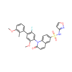 COc1cc(-c2cccc(OC)c2C)c(F)cc1-n1c(=O)ccc2cc(S(=O)(=O)Nc3ccon3)ccc21 ZINC001772648090