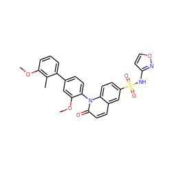 COc1cc(-c2cccc(OC)c2C)ccc1-n1c(=O)ccc2cc(S(=O)(=O)Nc3ccon3)ccc21 ZINC001772623319