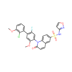 COc1cc(-c2cccc(OC)c2Cl)c(F)cc1-n1c(=O)ccc2cc(S(=O)(=O)Nc3ccon3)ccc21 ZINC001772643611