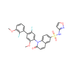 COc1cc(-c2cccc(OC)c2F)c(F)cc1-n1c(=O)ccc2cc(S(=O)(=O)Nc3ccon3)ccc21 ZINC001772570081