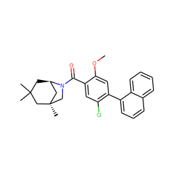 COc1cc(-c2cccc3ccccc23)c(Cl)cc1C(=O)N1C[C@]2(C)C[C@H]1CC(C)(C)C2 ZINC000049113099