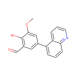 COc1cc(-c2cccc3ncccc23)cc(C=O)c1O ZINC000169699604