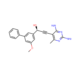 COc1cc(-c2ccccc2)cc([C@@H](O)C#Cc2c(C)nc(N)nc2N)c1 ZINC000045286787