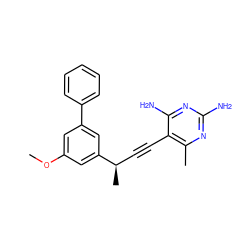 COc1cc(-c2ccccc2)cc([C@H](C)C#Cc2c(C)nc(N)nc2N)c1 ZINC000040865870