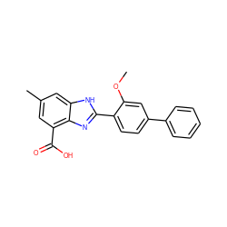 COc1cc(-c2ccccc2)ccc1-c1nc2c(C(=O)O)cc(C)cc2[nH]1 ZINC000113981728