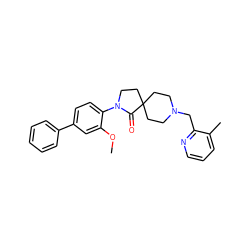 COc1cc(-c2ccccc2)ccc1N1CCC2(CCN(Cc3ncccc3C)CC2)C1=O ZINC000096286161