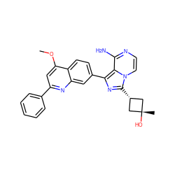 COc1cc(-c2ccccc2)nc2cc(-c3nc([C@H]4C[C@@](C)(O)C4)n4ccnc(N)c34)ccc12 ZINC000261084908