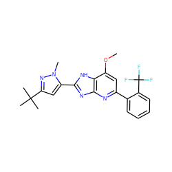 COc1cc(-c2ccccc2C(F)(F)F)nc2nc(-c3cc(C(C)(C)C)nn3C)[nH]c12 ZINC000142296418