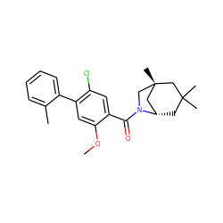 COc1cc(-c2ccccc2C)c(Cl)cc1C(=O)N1C[C@@]2(C)C[C@@H]1CC(C)(C)C2 ZINC000049785574