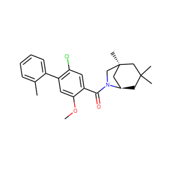 COc1cc(-c2ccccc2C)c(Cl)cc1C(=O)N1C[C@]2(C)C[C@H]1CC(C)(C)C2 ZINC000049111628