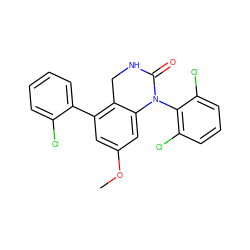 COc1cc(-c2ccccc2Cl)c2c(c1)N(c1c(Cl)cccc1Cl)C(=O)NC2 ZINC000013487114