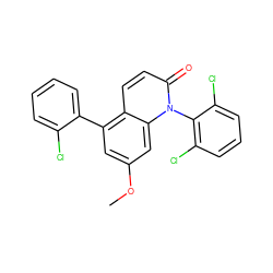 COc1cc(-c2ccccc2Cl)c2ccc(=O)n(-c3c(Cl)cccc3Cl)c2c1 ZINC000029125709