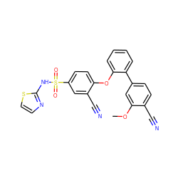 COc1cc(-c2ccccc2Oc2ccc(S(=O)(=O)Nc3nccs3)cc2C#N)ccc1C#N ZINC000095584214