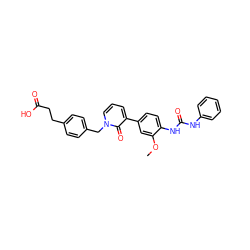 COc1cc(-c2cccn(Cc3ccc(CCC(=O)O)cc3)c2=O)ccc1NC(=O)Nc1ccccc1 ZINC000014963261