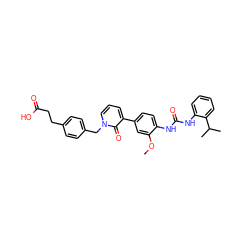 COc1cc(-c2cccn(Cc3ccc(CCC(=O)O)cc3)c2=O)ccc1NC(=O)Nc1ccccc1C(C)C ZINC000014963269