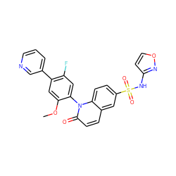 COc1cc(-c2cccnc2)c(F)cc1-n1c(=O)ccc2cc(S(=O)(=O)Nc3ccon3)ccc21 ZINC001772648304