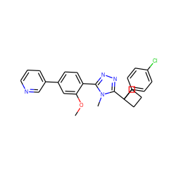 COc1cc(-c2cccnc2)ccc1-c1nnc(C2(c3ccc(Cl)cc3)CCC2)n1C ZINC000071315878