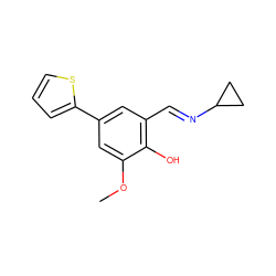 COc1cc(-c2cccs2)cc(/C=N/C2CC2)c1O ZINC000169699740