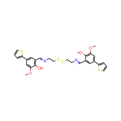 COc1cc(-c2cccs2)cc(/C=N/CCSSCC/N=C/c2cc(-c3cccs3)cc(OC)c2O)c1O ZINC000169699739