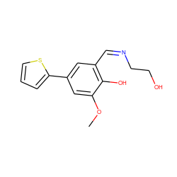 COc1cc(-c2cccs2)cc(/C=N\CCO)c1O ZINC000169699741