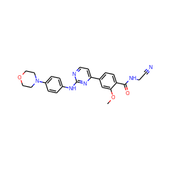 COc1cc(-c2ccnc(Nc3ccc(N4CCOCC4)cc3)n2)ccc1C(=O)NCC#N ZINC000049014177