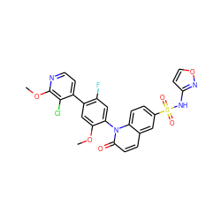 COc1cc(-c2ccnc(OC)c2Cl)c(F)cc1-n1c(=O)ccc2cc(S(=O)(=O)Nc3ccon3)ccc21 ZINC001772574509
