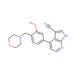 COc1cc(-c2ccnc3[nH]cc(C#N)c23)ccc1CN1CCOCC1 ZINC000219690088