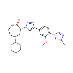 COc1cc(-c2cn([C@@H]3C[C@H](C4CCCCC4)CCNC3=O)nn2)ccc1-n1cnc(C)c1 ZINC000084587609